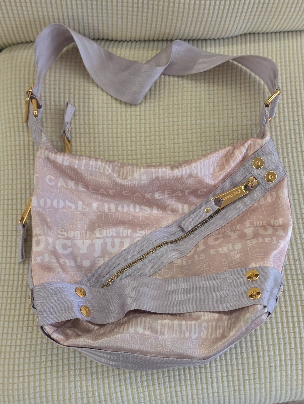 Juicy Couture Vintage Y2K Shoulder Hobo Bag with Gold Hardware